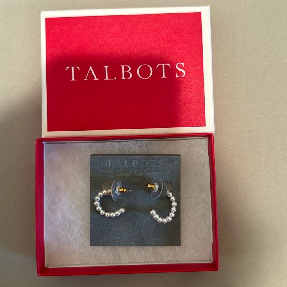 NWT/NIB Talbots Pearl Hoop Earrings